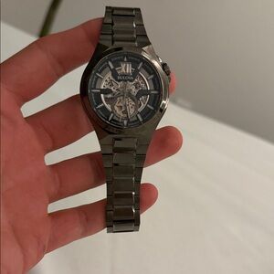 Bulova Gunmetal Men's Skeleton Dial Bracelet Watch